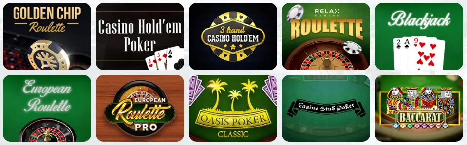 Jeux de table au Vive Mon Casino